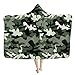 HUGS IDEA Coperta con cappuccio Verde Militare Camouflage Coperte in Pile Peluche Huggle Getti Pressione Relief, Camo Getti Peluche Caldo Coperta-S