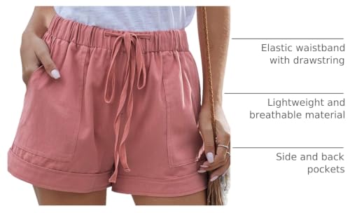 Image of YOCUR Womens Lightweight Shorts Casual Baggy Trendy Hot Pants Elastic Waist Drawstring Comfy Shorts