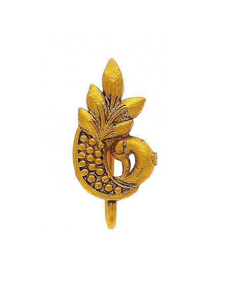 Golden Finish Peacock Styled Wonderful Traditional Studs Nose Ring/Pin For Women/Girls-image-36