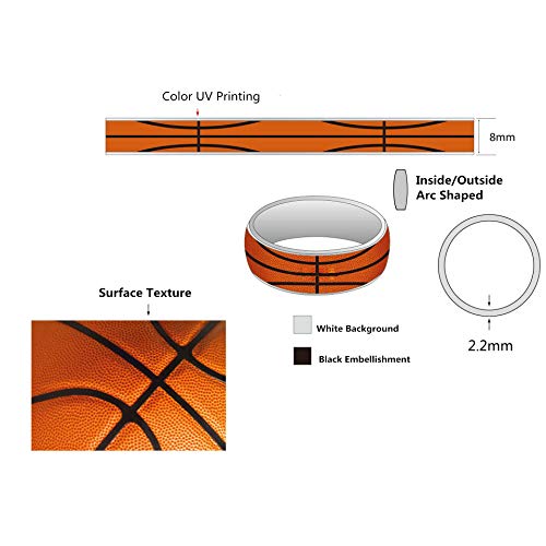 Image of Unisex 8mm Rotatable Sports Pattern Fidget Ring | Stainless Steel, Simple Plain Domed Style, Cool Punk Stress Reliever Jewelry