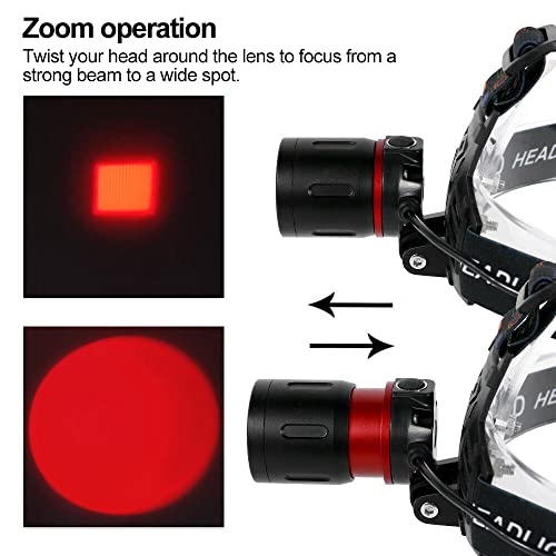 Lampe frontale LED rouge rechargeable USB avec filtre zoomable - 5