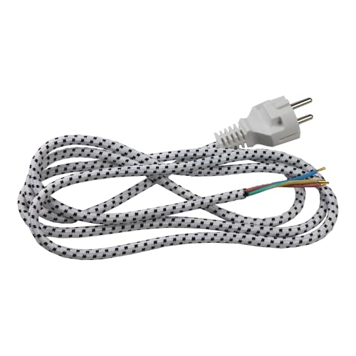 Anakel Home Cable Eléctrico para Plancha de Vapor de 1,90 Metros con Conexión 3x1 Cubierto de Nylon | Compatible con Planchas de Ropa de Vapor | Enchufe Tipo F