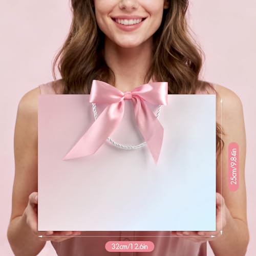 Image of JMANNI Mothers Day Gift Bags, Gift Bags with Ribbon, Portable Paper Gift Bag, for Any Occasion, Including Valentines Day Baby Shower Birthday Party Wedding Mothers Day(LP11-DLS08-L