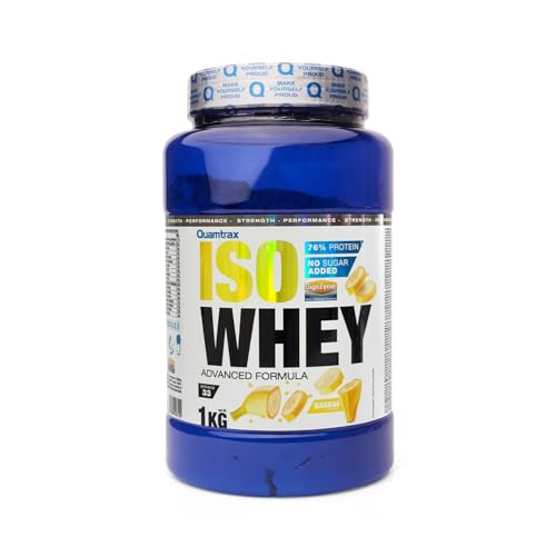 Quamtrax Nutrition - Iso Whey (Proteína de Suero de Leche Aislada) - 1 kg - Sabor Plátano - Alto contenido proteico, rápida absorción y bajo en grasas