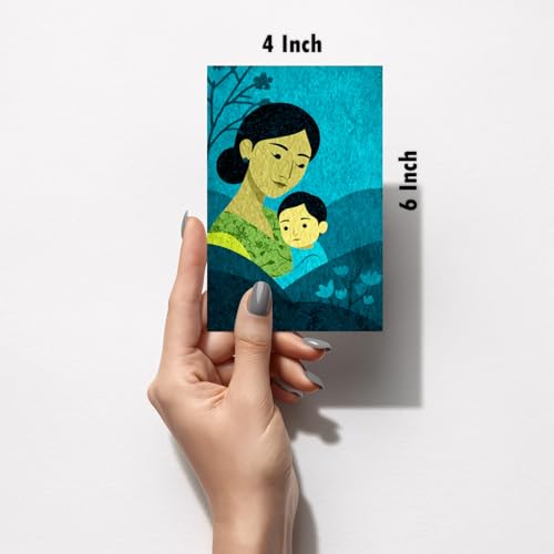 Image of SiddArtify Mother and Child Wall Art Poster Print Set - Modern Family Art for Living Room Bedroom Nursery - Set of 2-4x6 Inch - Board (Pack of 6) - Sticker (Pack of 6)