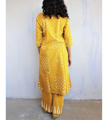 Image of GoSriKi Women Kurta Set | Rayon Viscose Printed A Line Kurta with Pant | Ethnic Wear for Women | Indian Casual Office Daily Summer Outfit