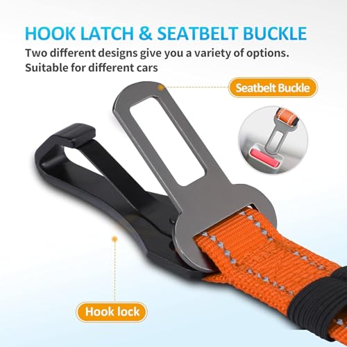 Miniatura 2 de Iokheira Cinturón De Seguridad Para Perros, Cinturón De Seguridad Para Mascotas Y Accesorio De Barra De Cierre Con Mosquetón Giratorio Con Cerradura Naranja
