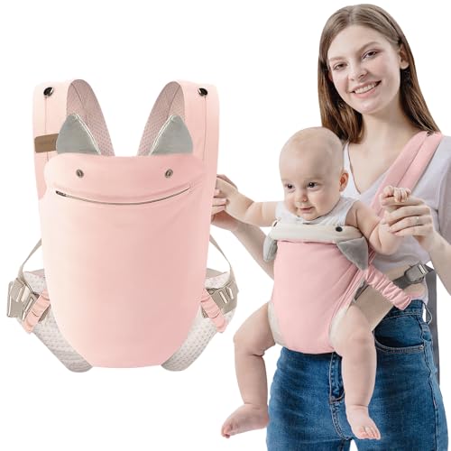Image of SERAPHY Baby Carrier with Pocket, 4-in-1 Breathable Infant Carrier Newborn to Toddler, Adjustable Multi-Position Baby Sling for Babies 3-36M (15-35lbs)-Pink