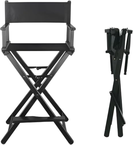 Enliansgo Directors Chair, Aluminum Folding Directors Chair Makeup Chair, 30" Seat Height Camping Side Table for Makeup Artists and Directors, Sports Event, Craft Show, 300 LBS Black