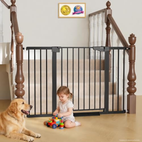Cumbor 29.7-51.5 in Extra Wide Baby Gate for Stairs, Dog Gate Indoor Black