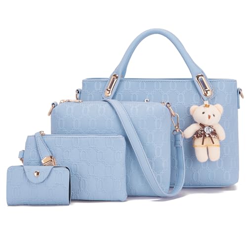 Image of Purse for Women Fashion Medium Shoulder Bag Crossbody Handbag Set 4PCS | Stylish Style,Chain Texture Design,with a Crossbody Strap,4-in-1 Multi-Style Purse Set