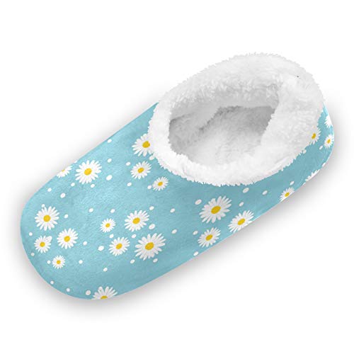 TropicalLife LUCKYEAH - Pantuflas para casa con diseño de flores, margaritas, lunares, para mujeres, hombres, pies peludos, cómodos, cálidos, de espuma viscoelástica, para interiores y exter