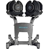 BRAINGAIN 40kg Adjustable Dumbbell Pair + Stand, 17 Weight Settings, Smart-Click Technology for Fast Weight Changes, Anti-Slip Grip, Adjustable Plates, Space-Saving Fitness Dumbbells for Home Training