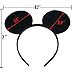 Set of 24 Mouse Costume Deluxe Fabric Ears Headband White Polka Dots Bow Boys Girls Birthday Party Hairs Accessories Baby Shower Headwear Halloween Party Favors Decorations (Black With White Dot)
