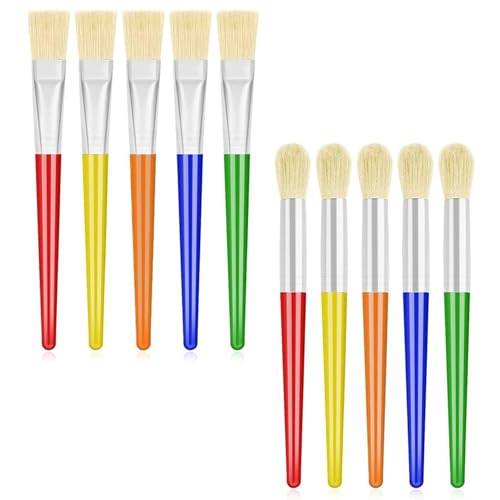 10 Pcs Kids Paint Brushes Colorful Paint-Brushes Childrens Painting Brushes Set Children Paint Brush Toddler Large Chubby PaintBrushes Multi Color PaintBrushes for Watercolor Acrylic Paints