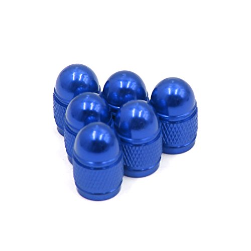 Ruilogod 6 PCS Blue Cilindro Estilo Coche Válvula de Neumático Válvula Tallo Poster Cubierta Tapas