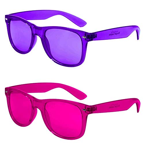 Color Therapy Mood Glasses (2 Pack) by Purple Canyon - Indigo & Magenta | Light Therapy Chakra Healing Glasses Chromotherapy Glasses Colored Lens Glasses - DEEP Balance