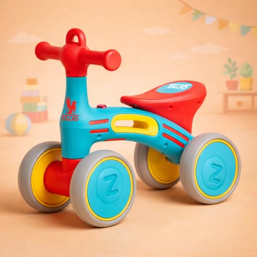Image of TALIO Kids 4-Wheel Balance Bike | BIS Certified | Toddler Ride-On | Stable & Lightweight | Comfortable Seat | for Kids Aged 1 to 4 Years | (GBB-501 /01) (Blue /Red)