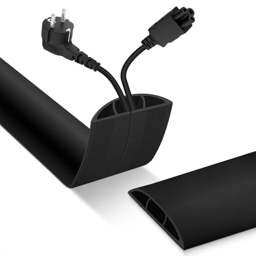 Image of Floor Cord Cover, Cable Protector, 0.63W x 0.31H inches, Wire Cover for Extension Cords, Floor Cable Covers Prevent Cable Trips (Black, 50-3.3 Feet)