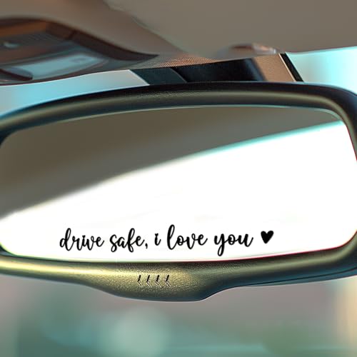 Image of 3X Black Drive Safe I Love You Sticker for Car Mirror - New Driver Gifts for Men, Women - Cars Accessories - I Love You Drive Safe Mirror Sticker - Car Window Decals