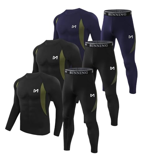 MEETYOO Thermal Underwear for Men 3 Sets Long Johns Fleece Lined Hunting Gear Bottom Top Set Base Layer Cold Weather