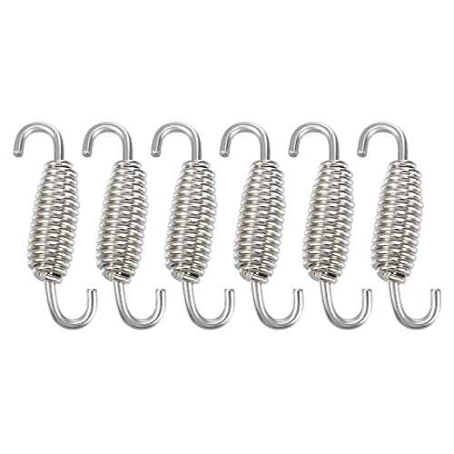 A ABSOPRO 6 Stück Auspuff Feder Auspufffedern Motorrad Edelstahl Schalldämpfer Auspuffrohr Federn 55mm