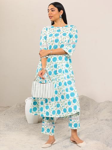 Image of Libas Printed Cotton Straight Kurta With Trouser | Ethnic Wear | daily wear