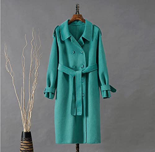 Damen Winter Reverskragen Wolle Zweireihig Lange Peacoat Jacke...