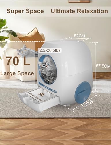 Self Cleaning Litter Box Automatic Cat Litter Box Self Cleaning with APP Odor Control Cat Litter Box Automatic Cleaning for Multiple Cats Families