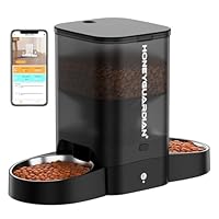 HoneyGuaridan 3.5L Distributore Automatico Cibo Gatti Doppio Ciotole con Sensore Movimento, 2.4G...