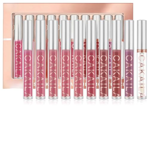 LOPHE Set de Labial Líquido Mate, 10Pcs Barras de Labios Líquidas, Pintalabios Permanente y Lifter Gloss Transparente, Kit de Maquillaje Labios para Mujeres Regalo San Valentín Cumpleaños 01 Tono Rosa