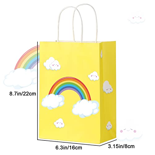 Image of BLEWINDZ 32 Pcs Rainbow Goodie Bags with 32 Tissues - 8.7 inch Small Gift Bags with Handles for Kids Birthday Party Favors, Baby Showers and Party Supplies