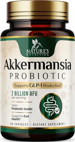 Akkermansia Probiotic 2 Billion AFU - Next-Generation Probiotic Formula, Akkermansia Muciniphila Probiotics Supplement Designed to Support Digestive & Microbiome Health, Prebiotic Fiber - 60 Capsules