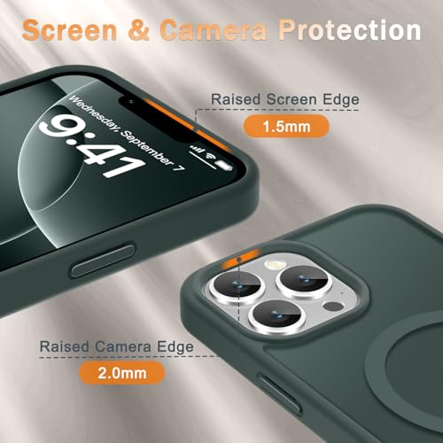 Image of YENAPOON for iPhone 13 Pro Max Case, Matte Magnetic Phone Cover [with 1 Screen Protector] [Support for MagSafe] [Shockproof Military Grade Protection] Translucent Frosted Back, Gray