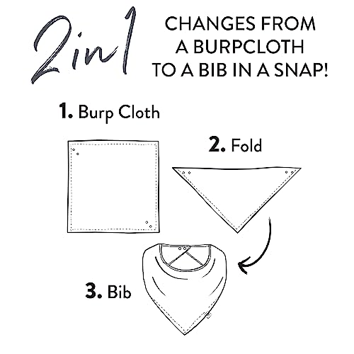 HonestBaby unisex-baby Reversible Bandana Drool Bib Burpcloths Adjustable Snaps 100% Organic Cotton for Baby Boys & Girls3