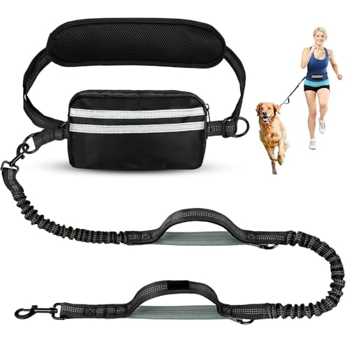 Jonuin Guinzaglio Mani Libere per Cani, Guinzaglio da Jogging, Guinzaglios per Cani, Guinzagli Mani Libere con Cintura Addominale, GuinzaglioCane, Guinzaglios da Corsa per Corsa, Jogging, Nero