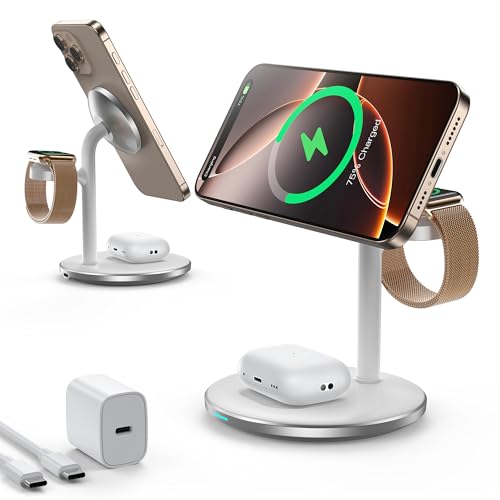 3in1 ワイヤレス充電器 マグネット式 マグセーフ充電器 スタンド...