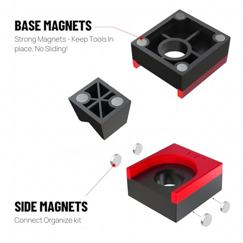 Image of Ratchet Organizer Kit-3 Pack Set with Strong Magnets (Red /Black) | 1 /4 inch, 3 /8 inch, 1 /2 inch Size Ratchets Holder, Ratchet Organizer for Tool Box Drawer, Keep Tools Organized, for Garage, Workshop