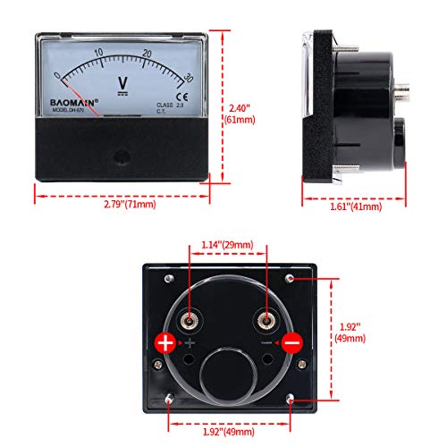 Image of BAOMAIN DH-670 DC 0-30V Class 2.5 Analog Panel Volt Meter | DC 0-30V panel voltmeter for easy voltage testing. Class 2.5 accuracy with clear scale.