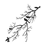 MuchLuckystar Decoración de pared de ramas de árbol de metal, arte de silueta de hierro de 5 pájaros, moderno adorno colgante negro para sala de estar, dormitorio, oficina, 15.75 x 7.81 pulgadas