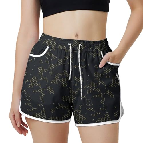 AYUNIX Women's Running Shorts with Pockets Quick Dry Performance Shorts for Women Black Athletic Workout Gym Shorts