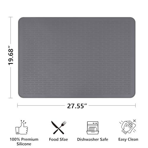 Image of Stove Top Cover for Electric Stove- Range Covers for Electric Stove,Silicone XXL Dish Drying Mat, Glass Cooktop Covers, Flat RV Range top Mats (Gray, 28 inchx20 inch)