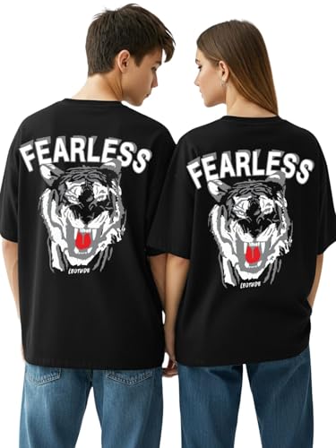 Image of LEOTUDE Couple Combo Men's Oversized T-Shirt & Women's Drop Shoulder Tshirt