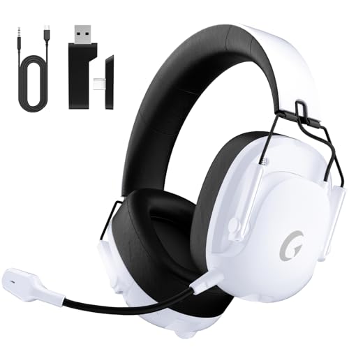 ゲーミングヘッドセット【4WAY接続|2.4GUSB / Type-C・BT5.3 ・有線】ワイヤレスゲーミングヘッドセットPS5/Switch/PC/スマホ対応フォートナイト・原神などFPS・TPS・RPG最適|PS5 ヘッドセット50mmドライバー・低遅延・着脱式ノイズキャンマイク・45時間再生・軽量・調節可能ヘッドバンド・折畳式|Rumoon Spark02 ゲーミングヘッドホン(ホワイト)