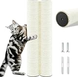 Cat Scratching Post Replacement Pole，2 PCS 15.7in Cat Tree Replacement Post，Natural Sisal Cat Tree Replacement Parts with M8 Screws，Cat Scratch Post Replacement for Refurbishment (15.7in/40cm)