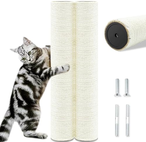 SIYIPURR Cat Scratching Post Replacement Pole 2 PCS 15.7in Cat Tree Replacement Post Natural Sisal Cat Tree Replacement Parts with M8 Screws Cat Scratch Post for Refurbishment (15.7in/40cm)