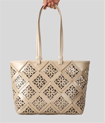 Women PU Leather Shoulder Bag Summer Hollow Tote Handbag Large Hobo Purse Satchel Commuting Shopping Vacation2