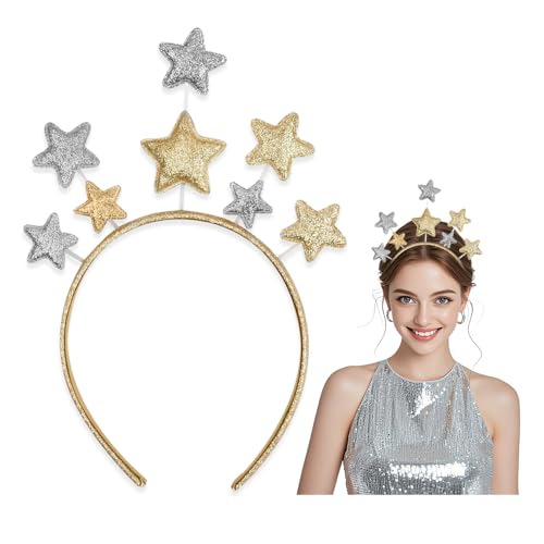 HMCEY Haarreif Glitzer Sterne Haarband Schmuck Elegant Clip Haarreifen zum Basteln Glitter Headband Make Up Niedlich Stirnband Haarschmuck Haarbänder für Weihnachten Karneval Geburtstag Party