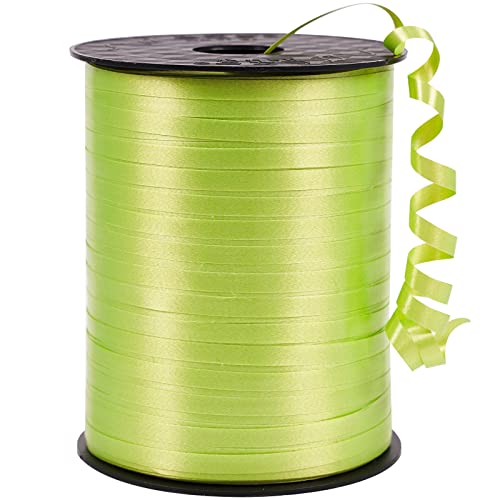 Image of PartyWoo Lime Green Ribbon - 500 Yard Curling Ribbon for Crafts, Balloon String, Gift Wrapping, Florist Flowers (1 Roll)