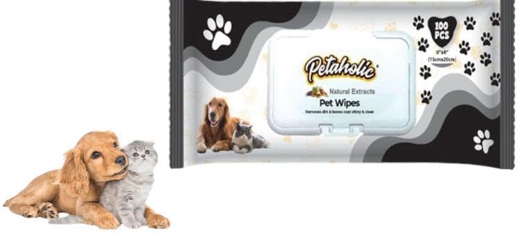 Waggytails Orignal Petaholic Pet Wipe for Dog,Cat & Pets/Pet Grooming/Dry Bath Dog Wipes/Cat Wipes/Enriched with Aloe Vera Natural Extracts Scent | 100 Wet Wipes for Dogs & Cats (Pack of 1) (B0CJFX8YV5) Amazon Price History, Amazon Price Tracker